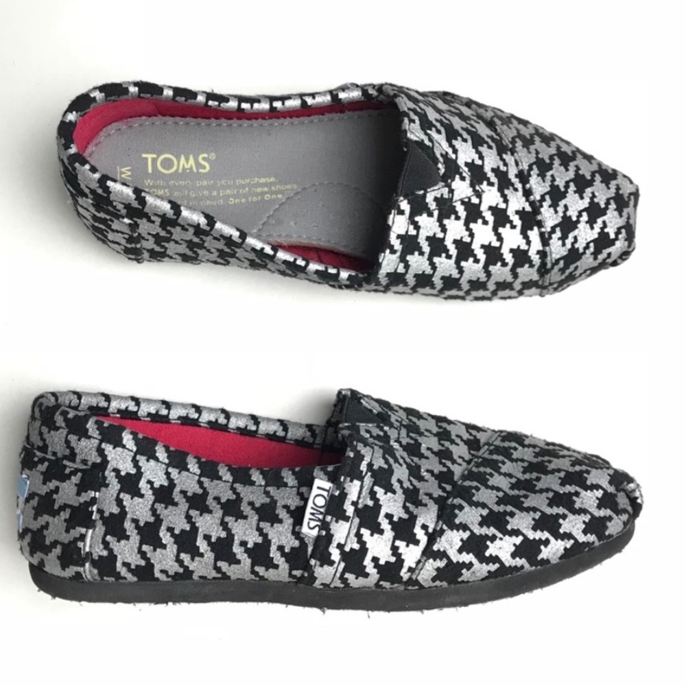 COPY - NEW Toms Classic Black Silver Houndstooth Loafers